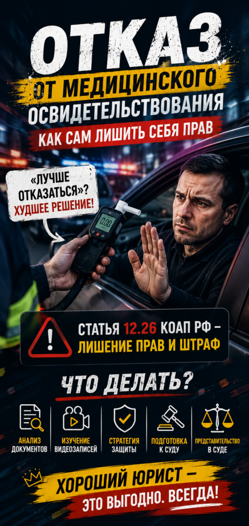 Отказ от медицинского освидетельствования водителя и лишение прав