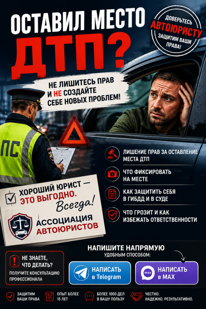 Неумышленное оставление места ДТП — помощь автоюриста