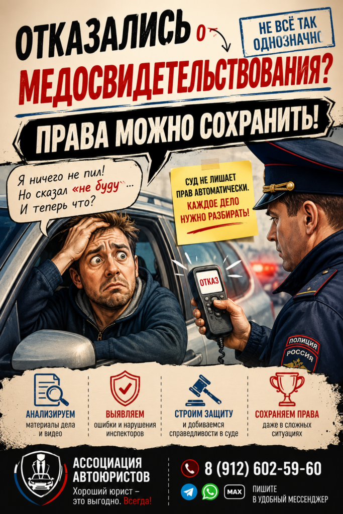 Отказ от медицинского освидетельствования по статье 12.26 КоАП РФ — можно ли сохранить водительские права