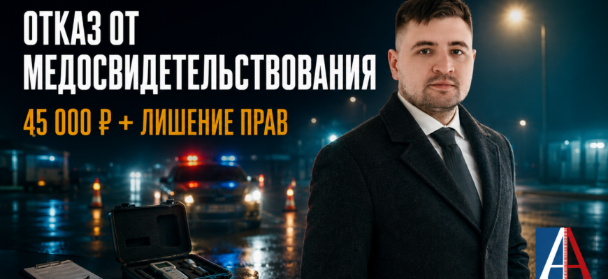 Отказ от медицинского освидетельствования — штраф 45 000 рублей и лишение прав