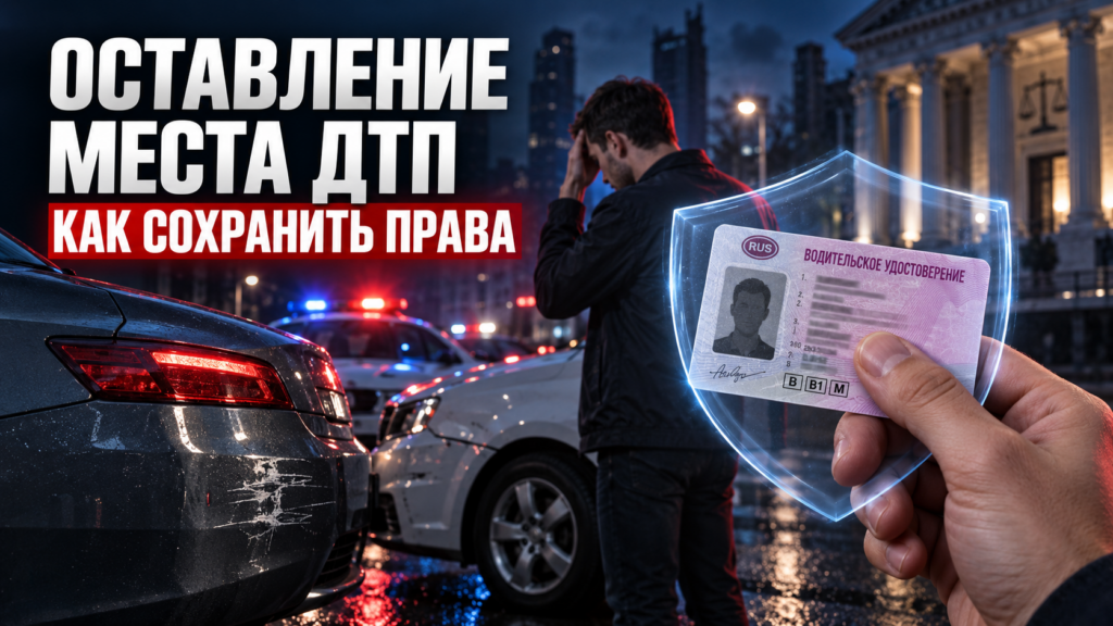 Оставление места ДТП: водитель и водительское удостоверение на фоне автомобилей ГИБДД